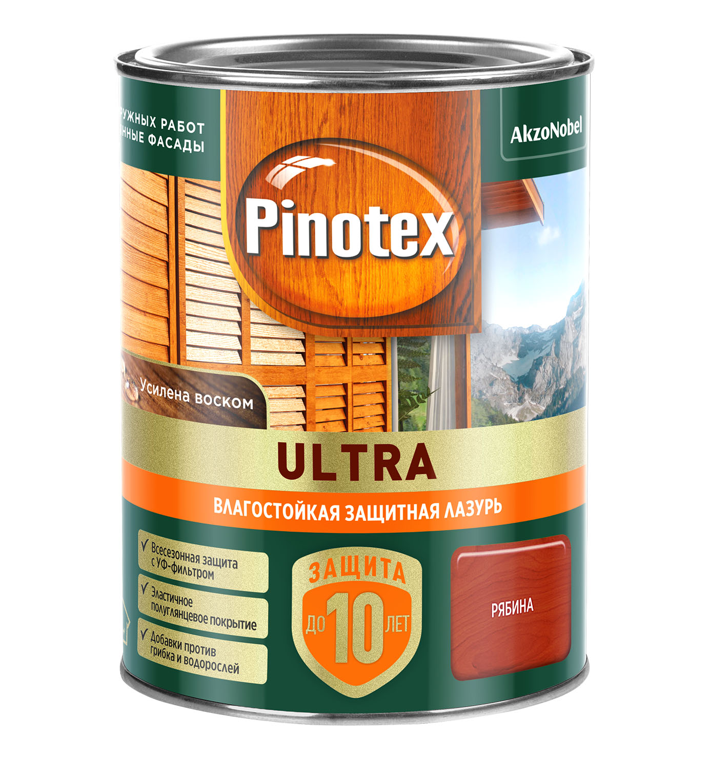 Лазурь " Pinotex/Omnitex Ultra RU " ( "Рябина") 0,9 л