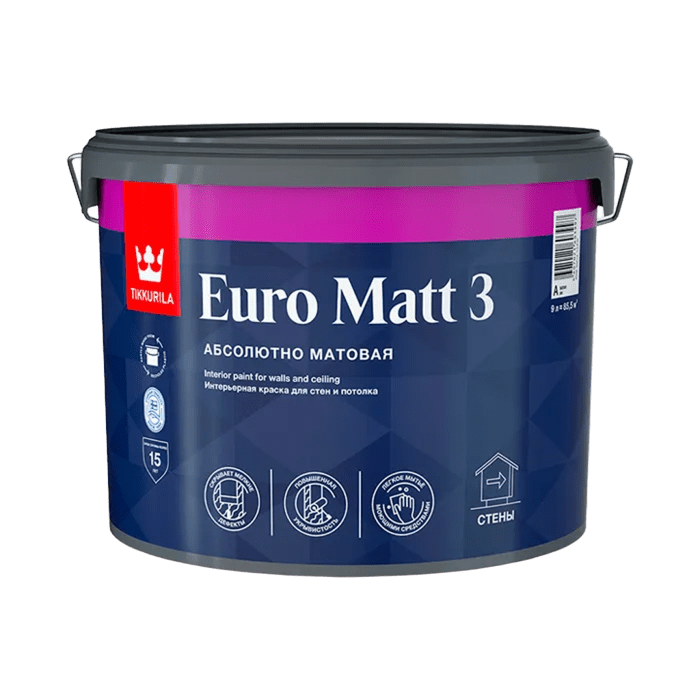 Tikkurila/Tikkivala Краска EURO 3 MATT (База А) 9 л