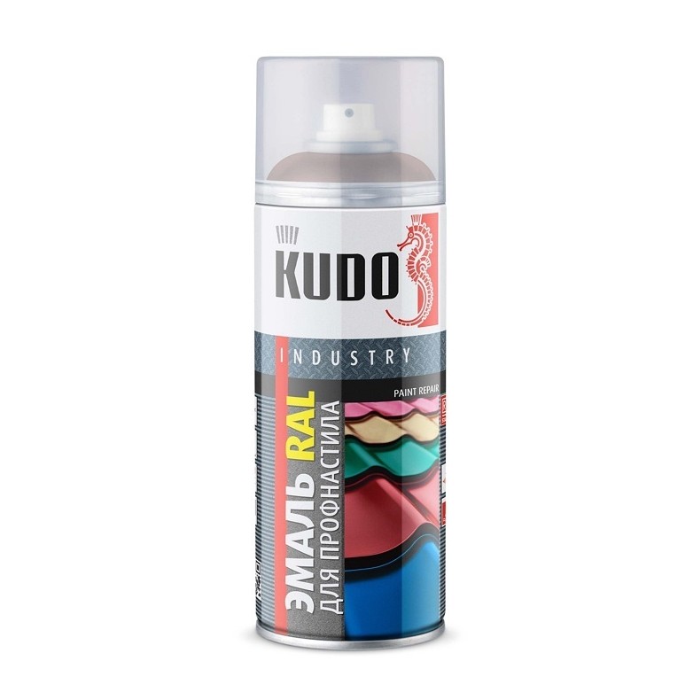 Kudo 07024R Эмаль для металлочерепицы, серый графит (ф.-520 мл)