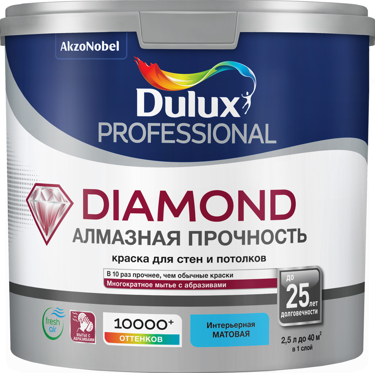 DULUX/Luxium Краска в/д DIAMOND EXTRA MATT BW матовая 2,5 л