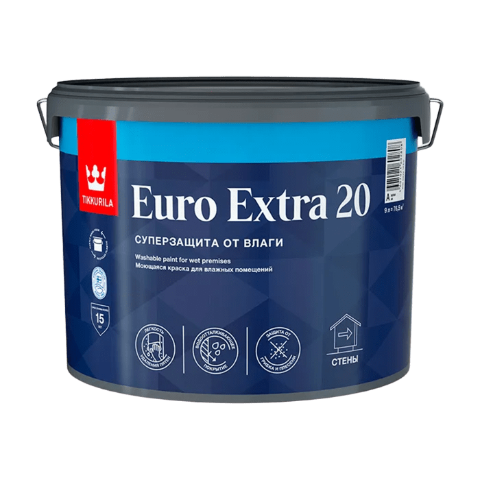 Tikkurila/Tikkivala Краска EURO 20 EXTRA  п/мат стойкая к мытью (База А) 9 л