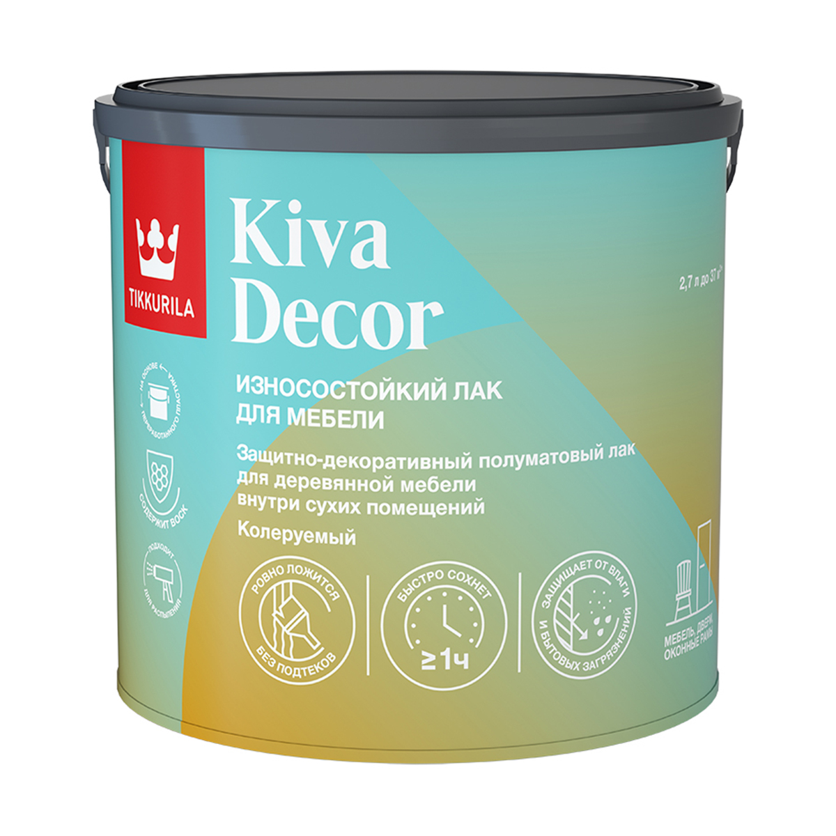 Лак КИВА ДЕКОР полуматовый Тиккурила 2,7 л