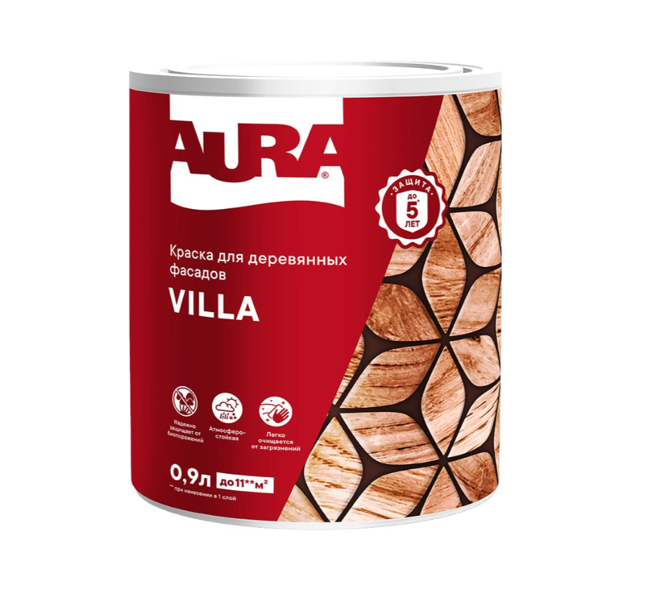 Краска фасадная для дерева "AURA VILLA" (База А)  0,9 л