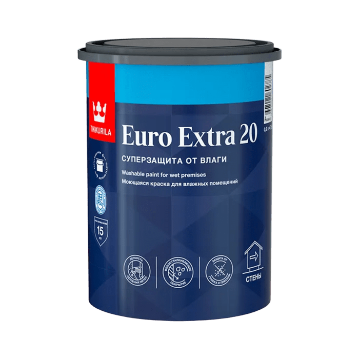 Tikkurila/Tikkivala Краска EURO 20 EXTRA  п/мат стойкая к мытью (База С) 0.9л
