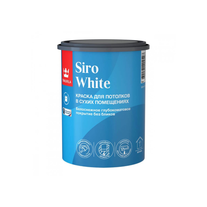 Tikkurila/Tikkivala Siro WHITE Краска для потолка Глубокоматовая 0,9 л 