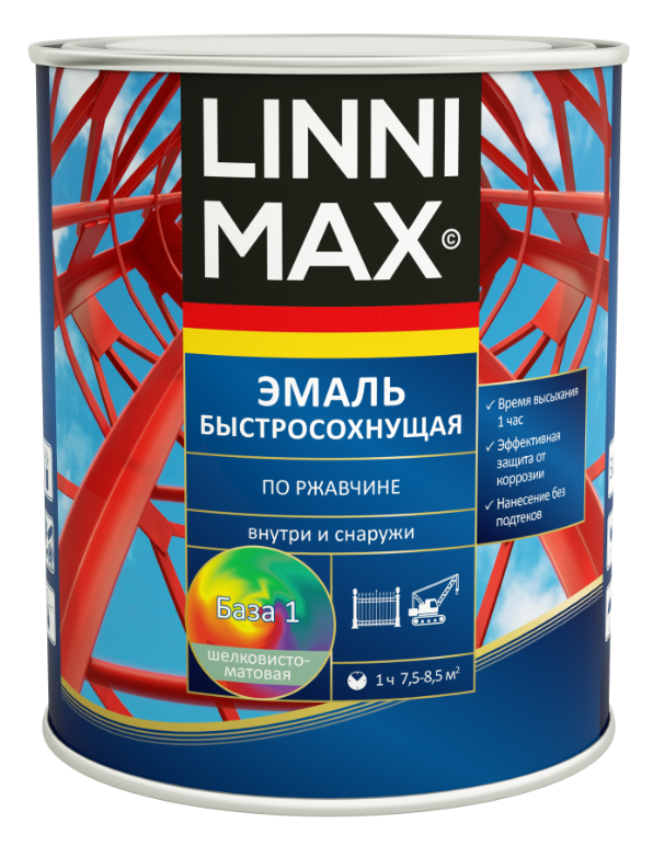 Linnimax Грунт-Эмаль алкидная (шелк/матовая) (Б/Сохнущая) 3 в 1 Ral 7024 1,6л