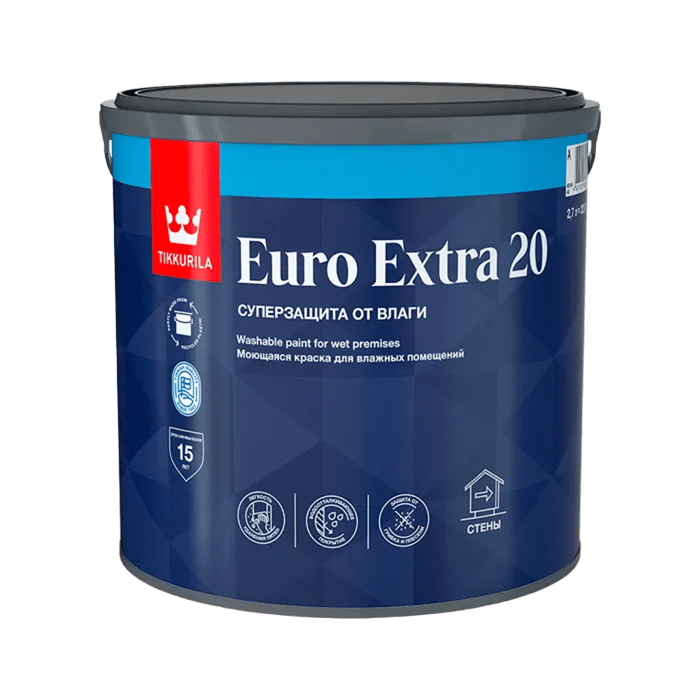 Tikkurila/Tikkivala Краска EURO 20 EXTRA  п/мат стойкая к мытью (База А) 2,7 л.