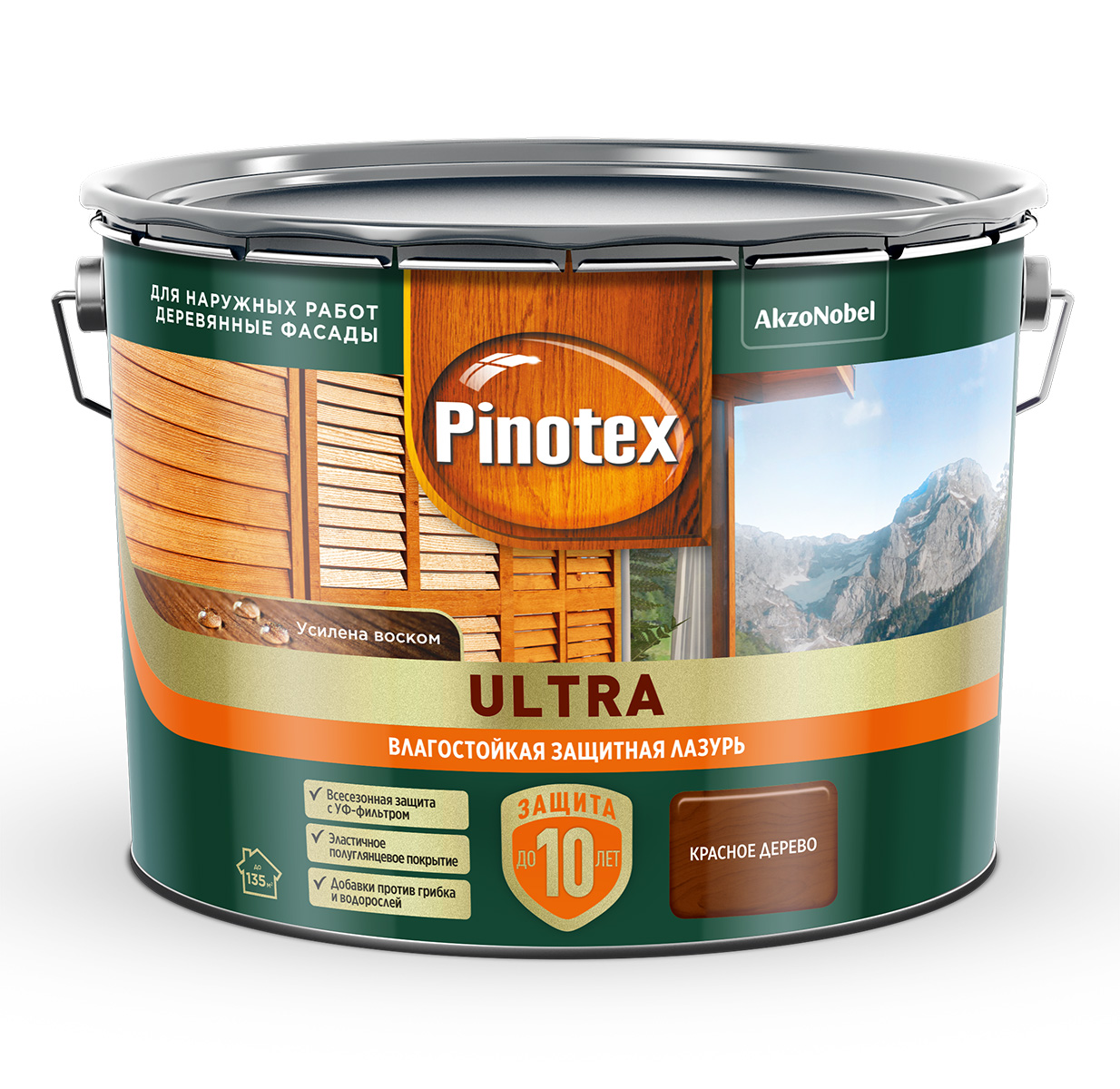 Лазурь " Pinotex/Omnitex Ultra RU " ( "Красное дерево") 9 л